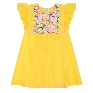 MER ST. BARTH EUC Sz 6 Yellow Kids Cotton Dress with Embroidered Detail